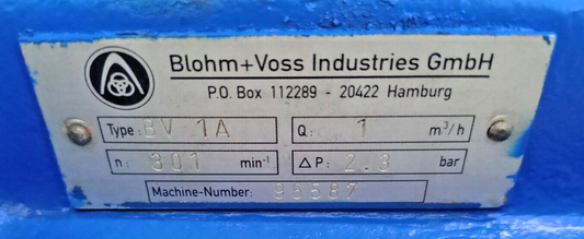Blohm+Voss BV-1A Progressive cavity single screw pump