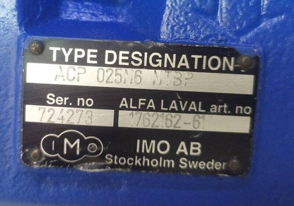 IMO ACP 025N6 NTBP Triple screw pump, Alfa laval art no.: 1762162-61