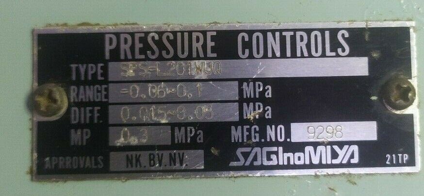 Saginomiya SPS-L201WUQ Pressure controls - New Unused