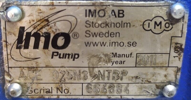 IMO Pump ACE 025N3 NTBP Triple screw oil pump - Refurbished and Tested