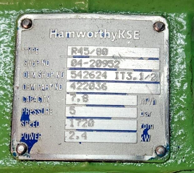 Hamworthy/Rickmeier R45/80 Hydraulic gear pump - Pressure Tested