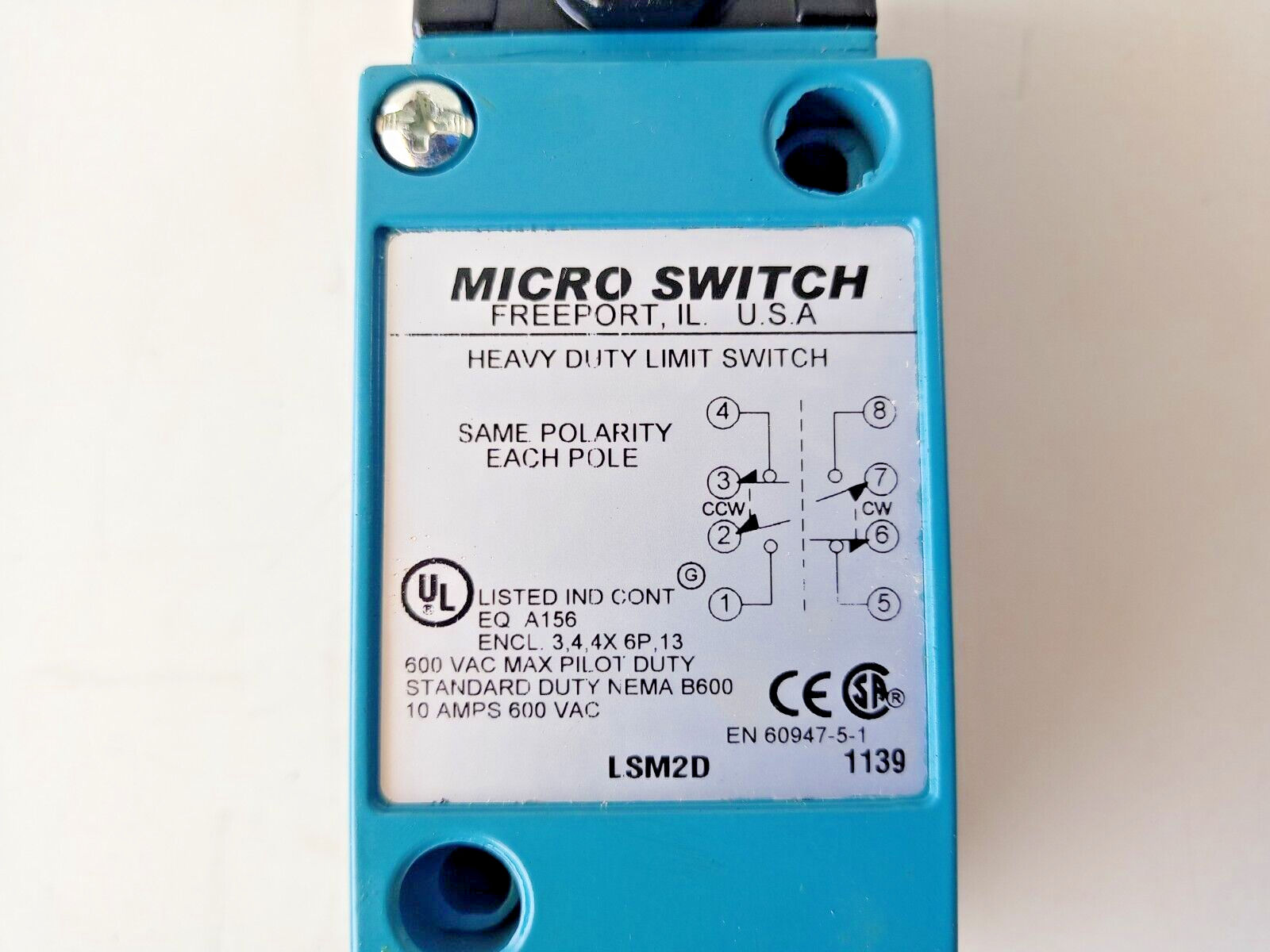 Honeywell LSM2D Micro switch Heavy duty Limit switch 600VAC 10AMPS - NEW