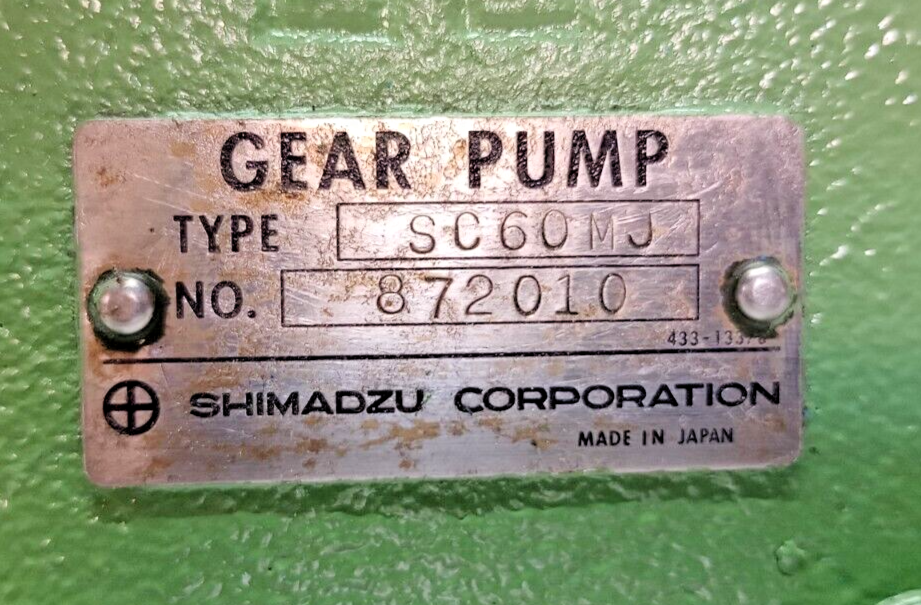 Shimadzu SC60MJ Gear pump - Pressure tested