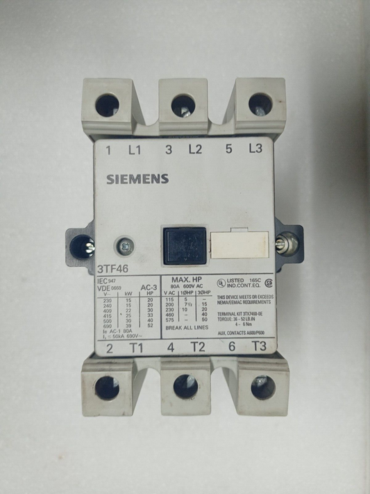 Siemens 3TF46 22-0AL2 Contactor 80A 600V AC