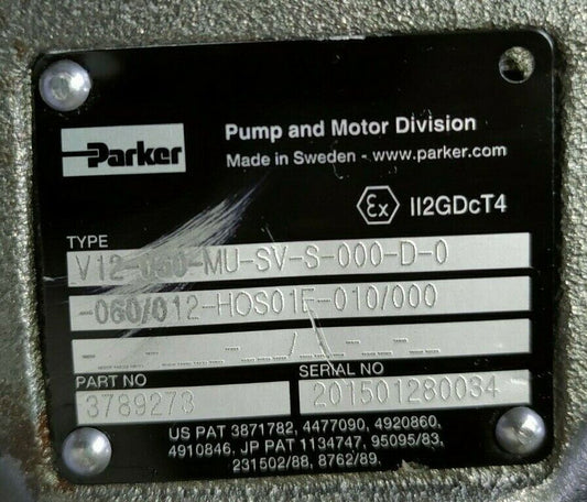 Parker V12-060-MU-SV-S-000-D-0 -060/012-HOS01E-010/000 Hyd. Motor 3789273 - NEW