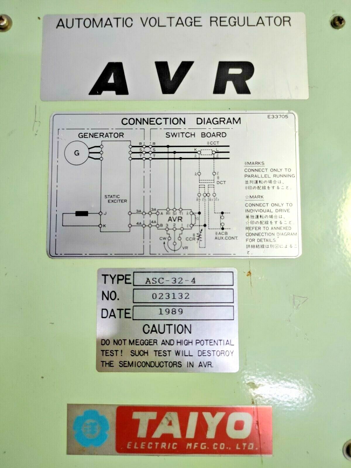 Taiyo ASC-32-4 AVR Automatic voltage regulator - NEW