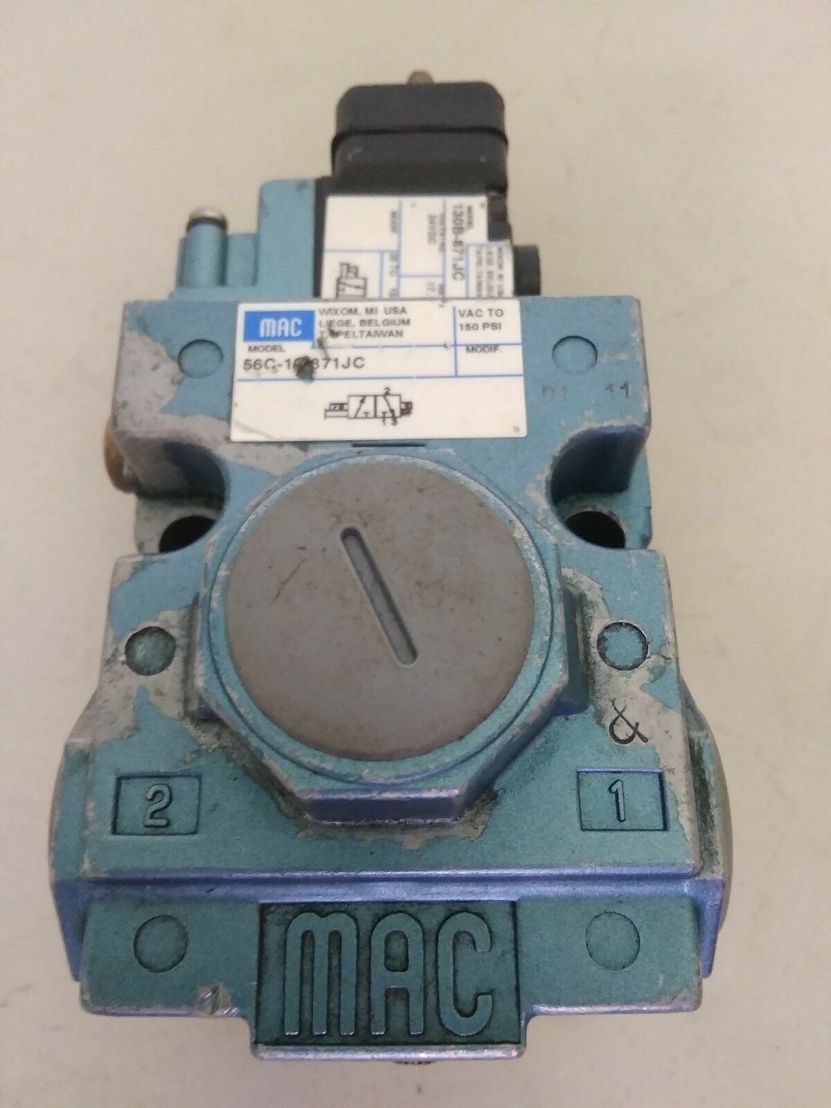 MAC 56 Series 56C-18-871JC 3 Way Solenoid Valve 3/4" with 130B-871JC 24V DC