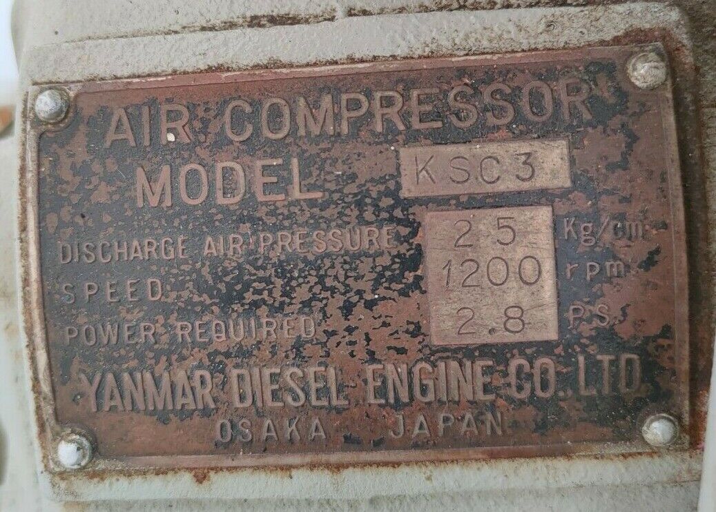 Yanmar Diesel Engine NS40 with KSC3 Emergency Air compressor - Tested