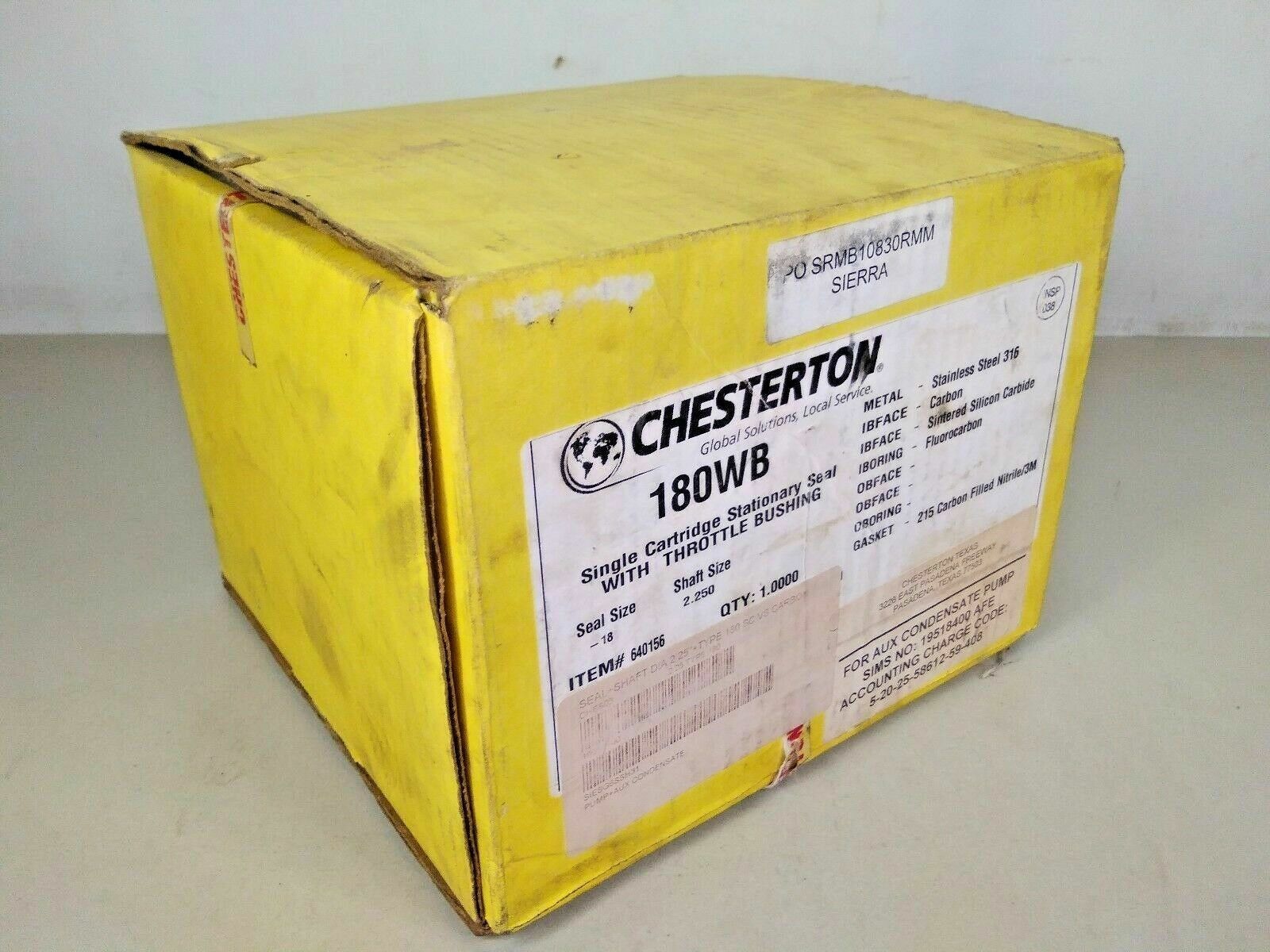 CHESTERTON 180WB HIGH RELIABILITY CARTRIDGE SINGLE SEAL SIZE-18 - NEW