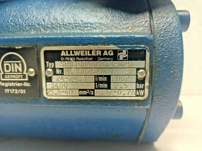 Allweiler SPF10R46G8.3F-W20 Triple screw pump - Pressure Tested