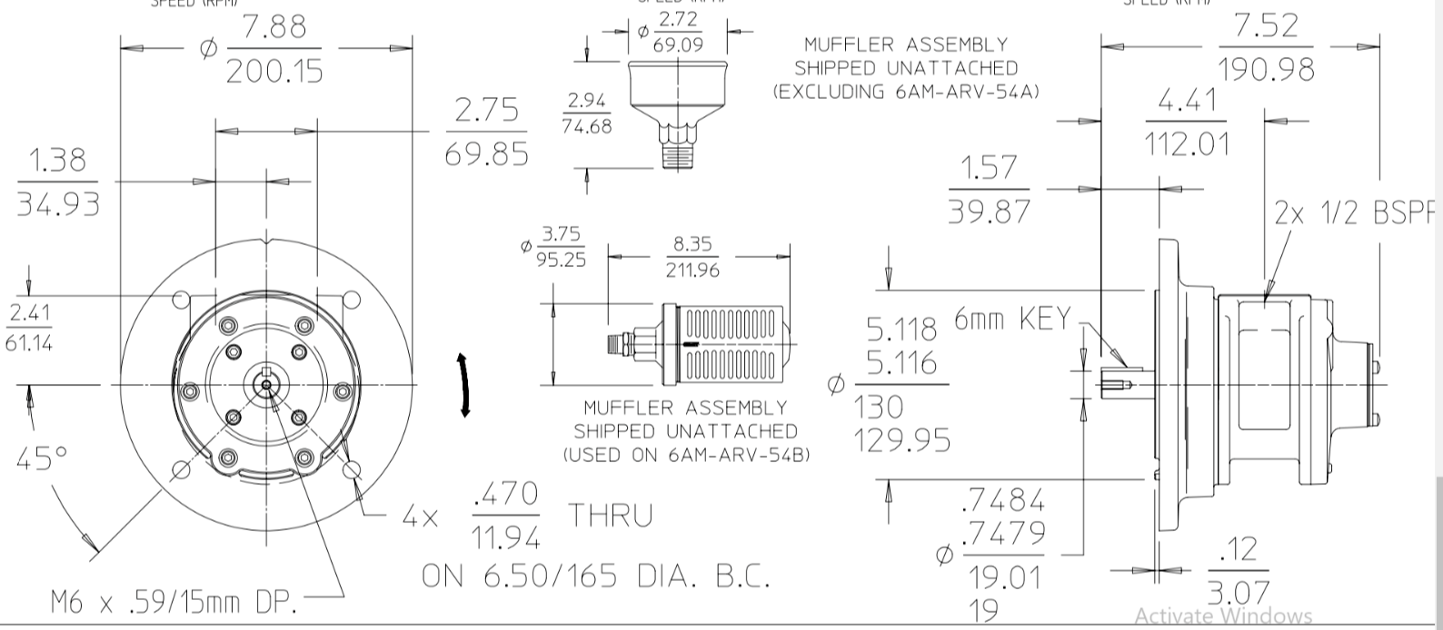 Gast 6AM-ARV-54 Air motor - New Free Fast shipping