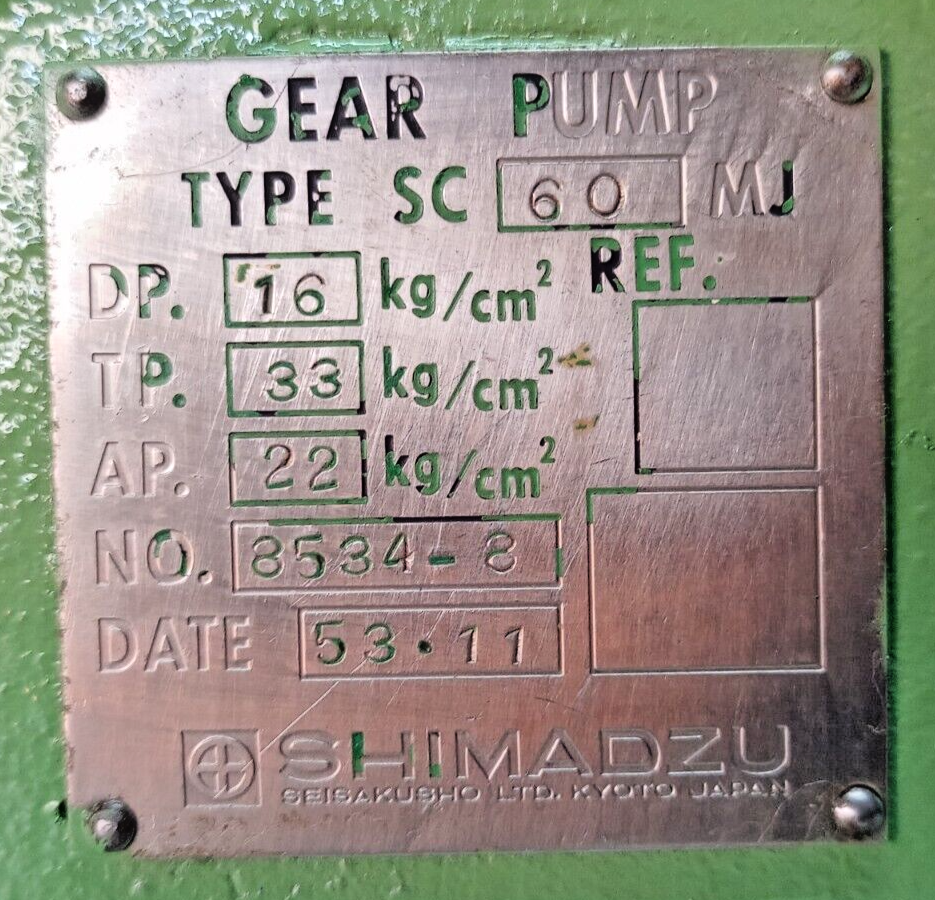 Shimadzu SC60MJ Gear pump - Pressure tested