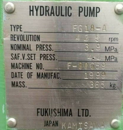 Fukushima FG18-A Hydraulic pump