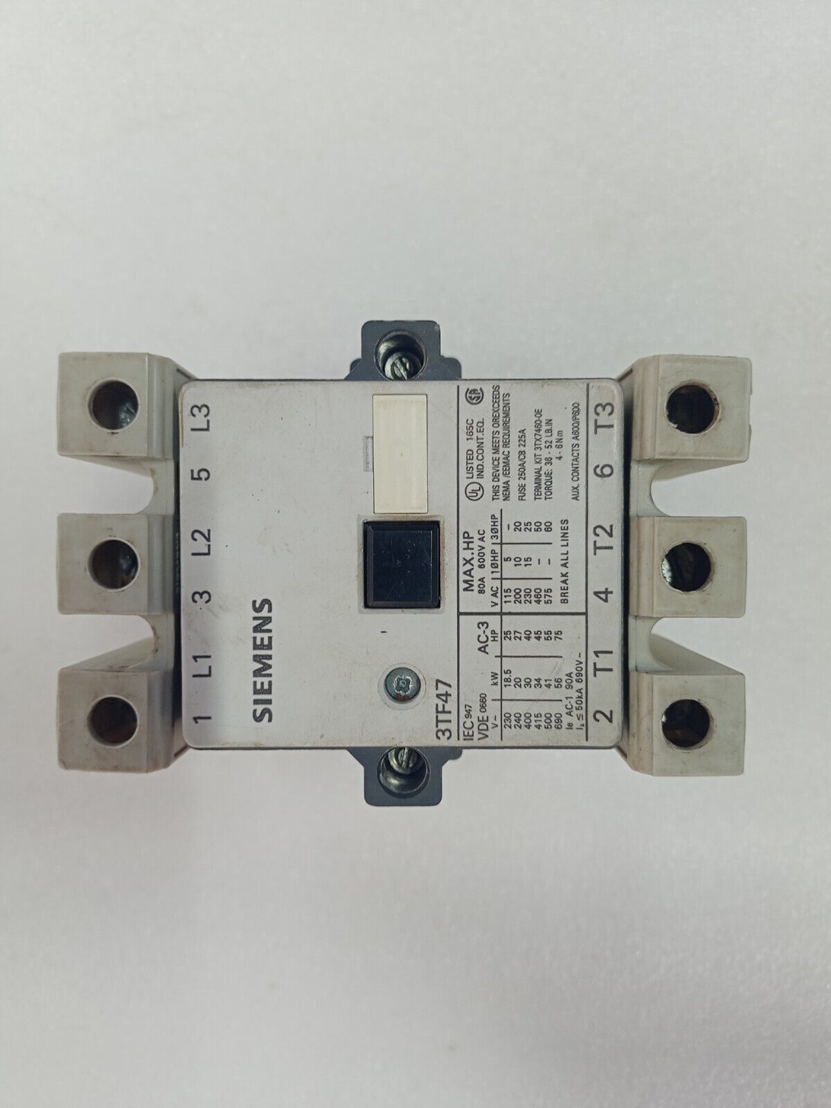 Siemens 3TF47 22-0AL2 Contactor 80A 600V AC