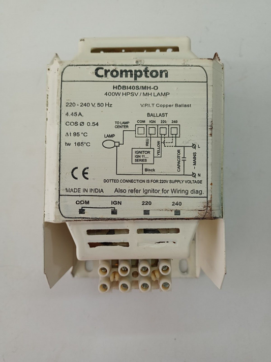 Crompton HDBI40S/MH-O 400W HPSV/MH lamp V.P.I.T copper ballast