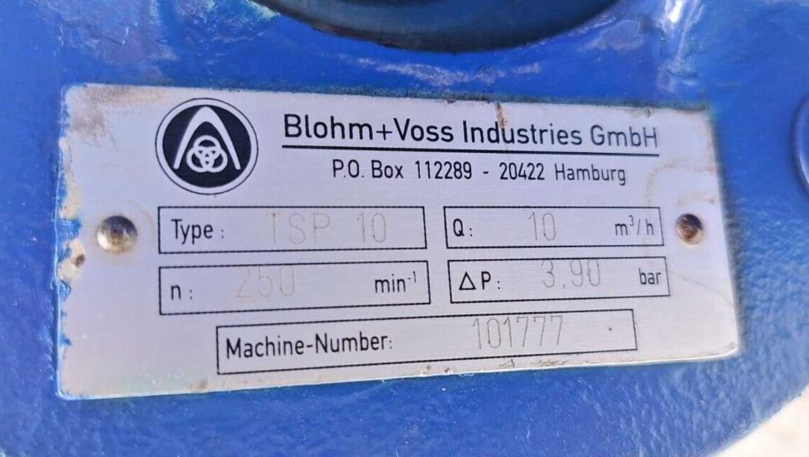 Blohm+Voss TSP 10 Progressive cavity single screw pump - Pressure Tested