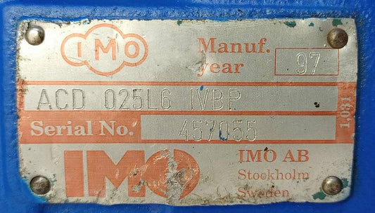 IMO ACD 025L6 IVBP Triple screw pump w/ ABB electric Motor - Tested