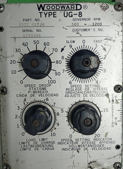 Woodward UG-8 Governor part No. : 8522-447JN RPM: 500-1200