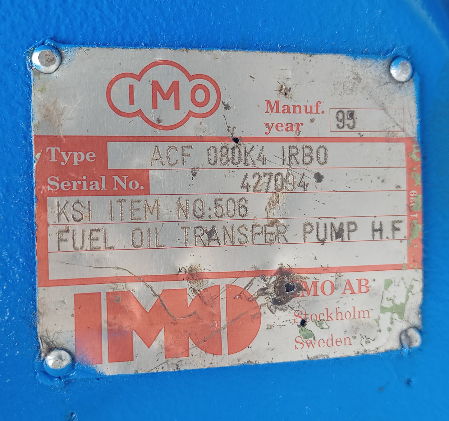 IMO pump ACF 080K4 IRBO Triple screw pump