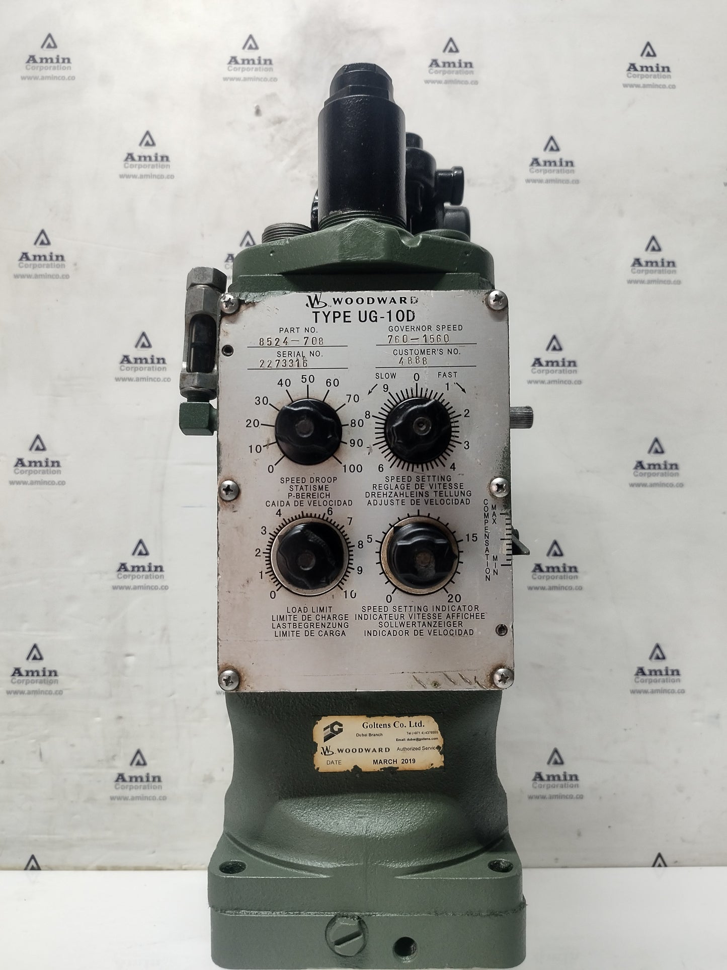 Woodward Governor UG-10D P/N: 8524-708 RPM: 760-1560 - Tested 6 months Warranty