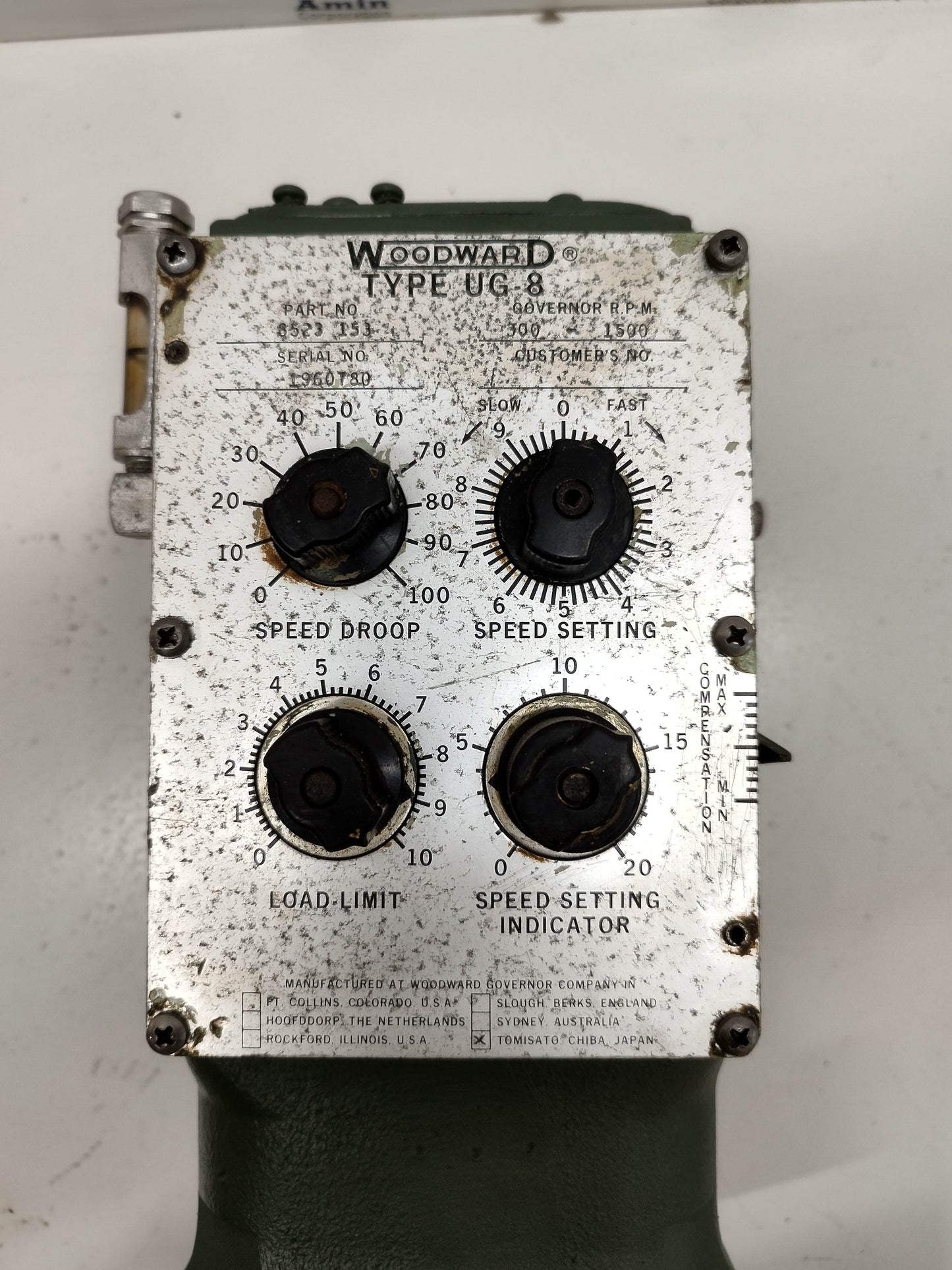 Woodward UG-8 Governor part No.: 8523-153 RPM.300-1500