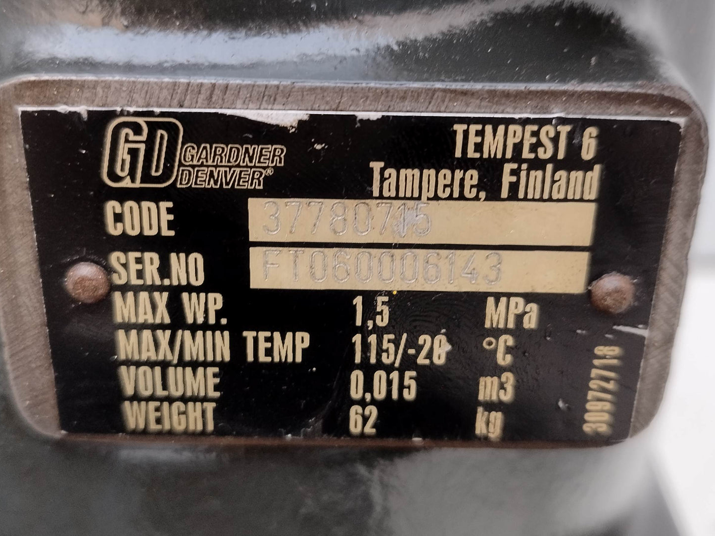 Gardner Denver TEMPEST 6 Code: 37780715 For E6 Screw Air Compressor