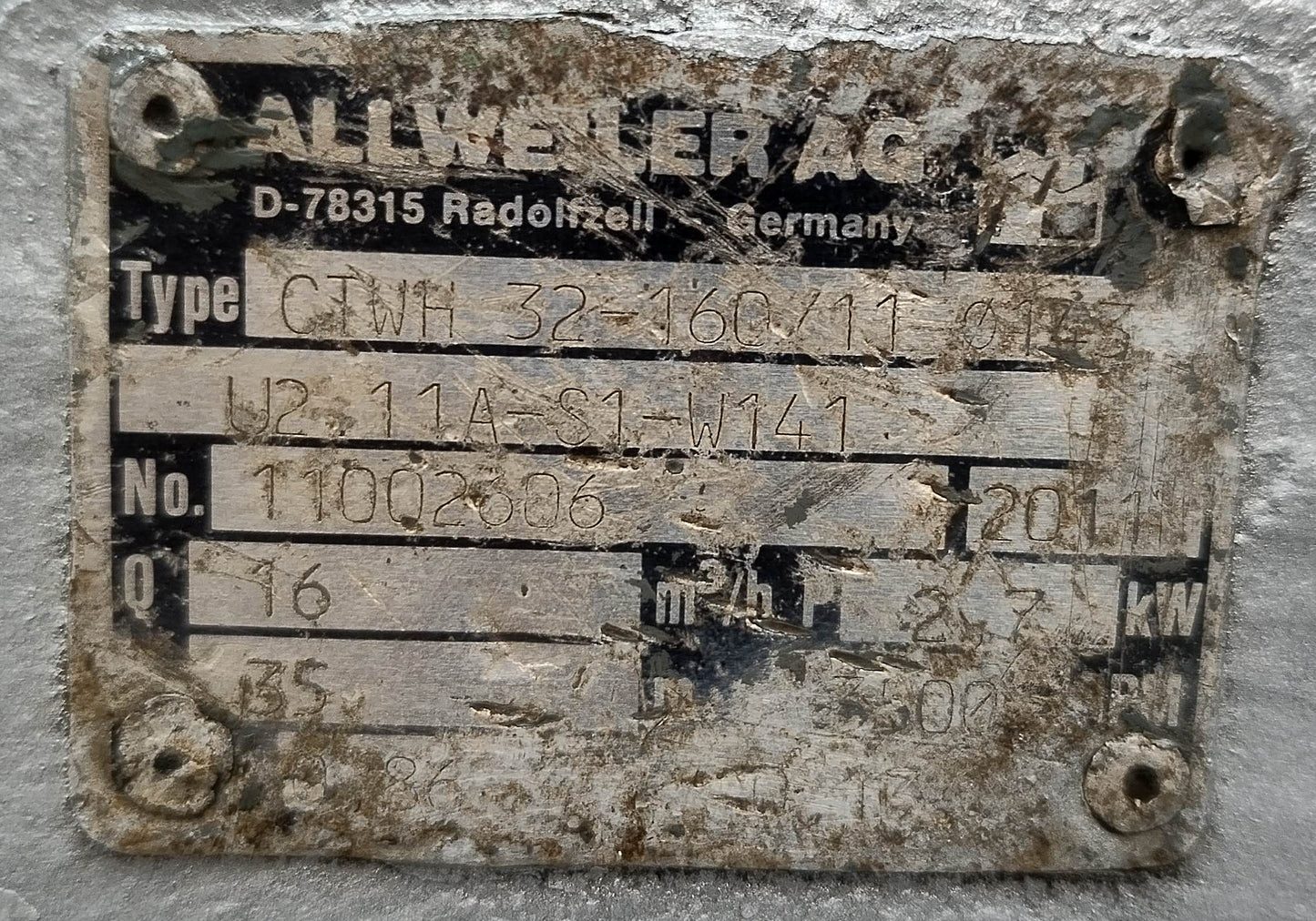 Allweiler CTWH 32-160/11 ⌀143 U2.11A-S1-W141 Centrifugal Pump