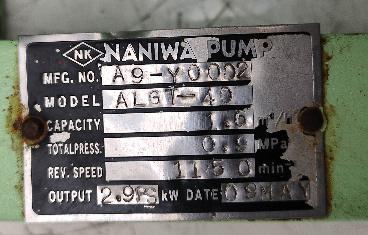 Naniwa Pump ALGT-40 Gear Pump With Gast 8AM-FRV-30A Air Motor Complete