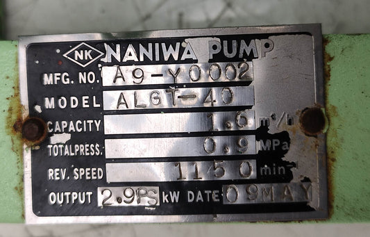 Naniwa Pump ALGT-40 Gear Pump With Gast 8AM-FRV-30A Air Motor Complete