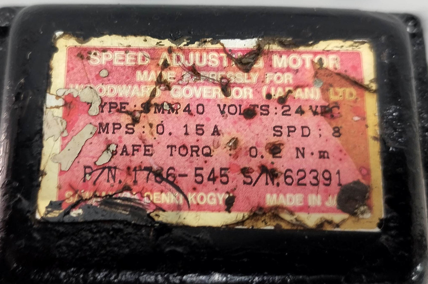 Woodward Governor UG-10 P/N: E8526-653 RPM: 566-1189