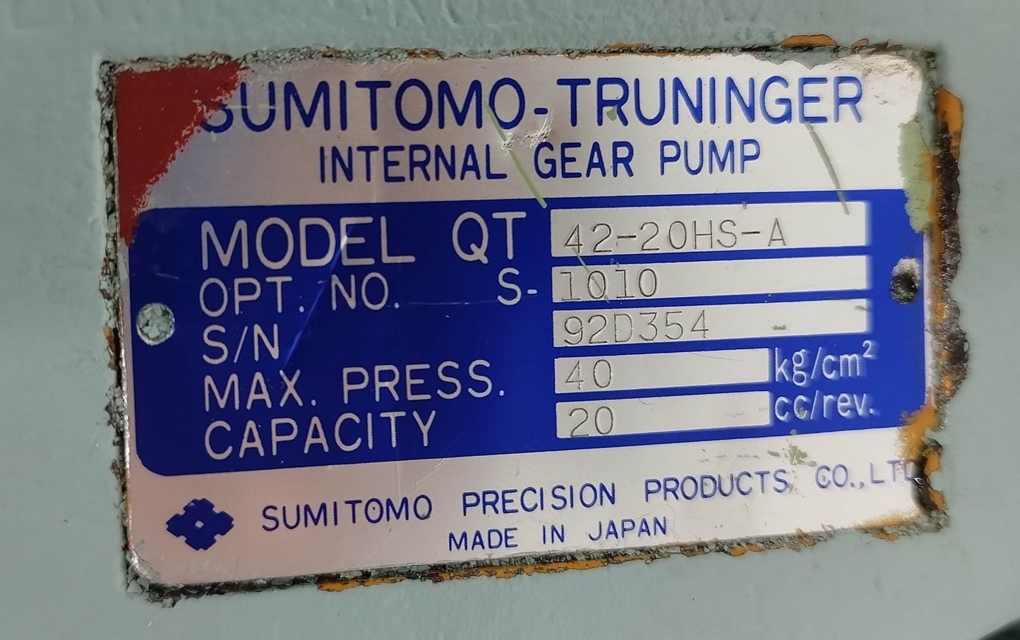 Sumitomo-Truninger QT-42-20HS-A Internal gear pump - PRESSURE TESTED