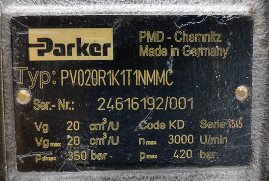 Parker PV020R1K1T1NMMC Hydraulic Axial Piston pump - NEW