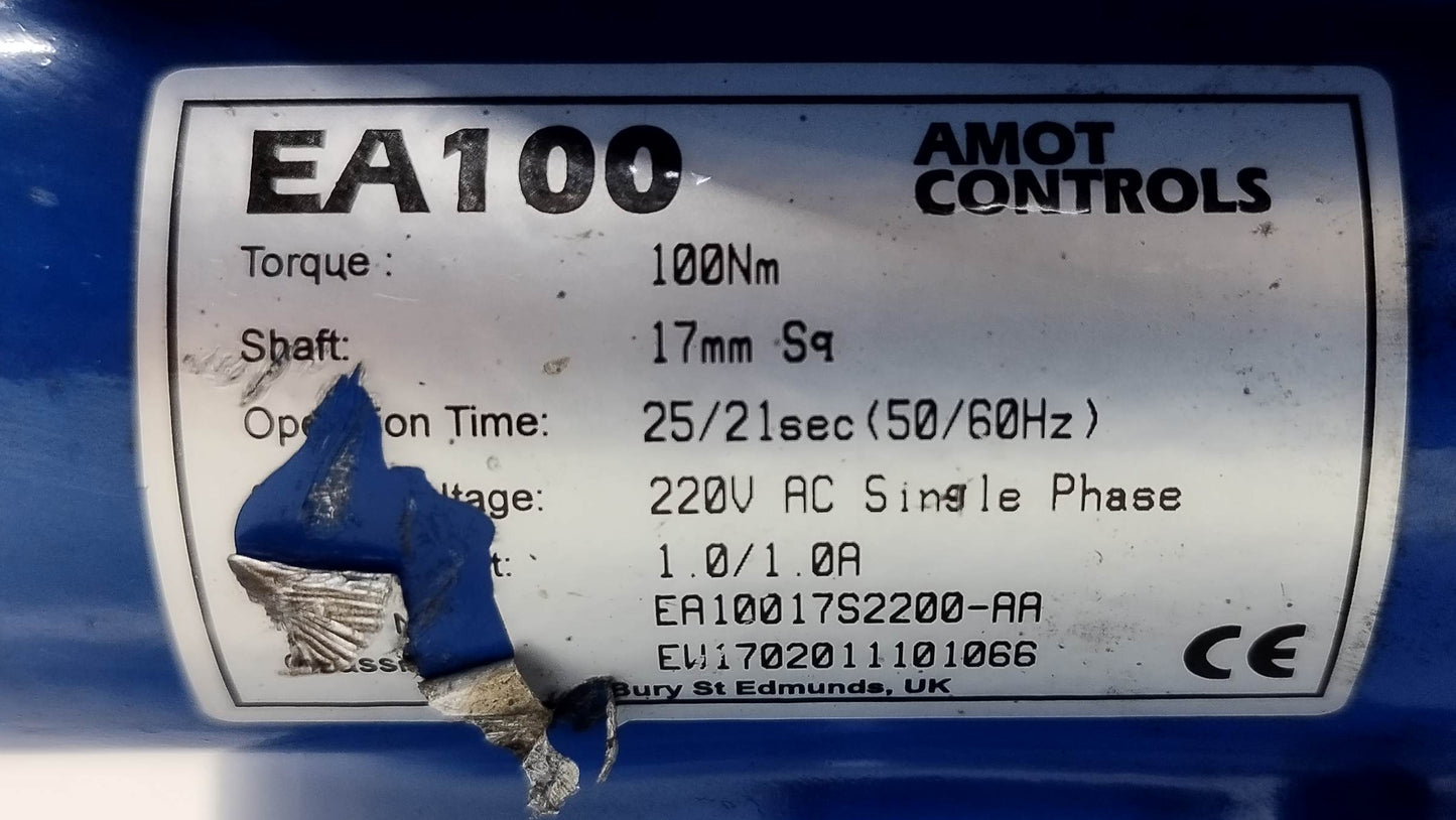 Amot Controls EA 100 Electric Actuator With 2GEFCBA012-CBL Valve Complete - NEW