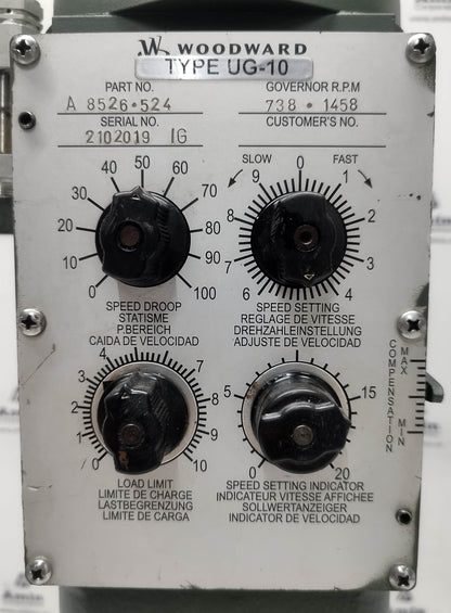 Woodward UG-10 Governor P/N: A8526-524 RPM: 738-1458