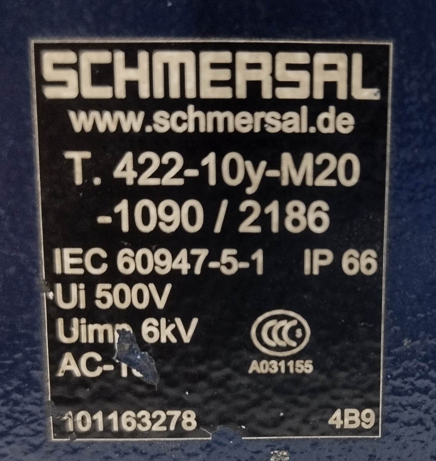 Schmersal T.422-10y-M20-1090/2186 Limit Switch 500V - NEW