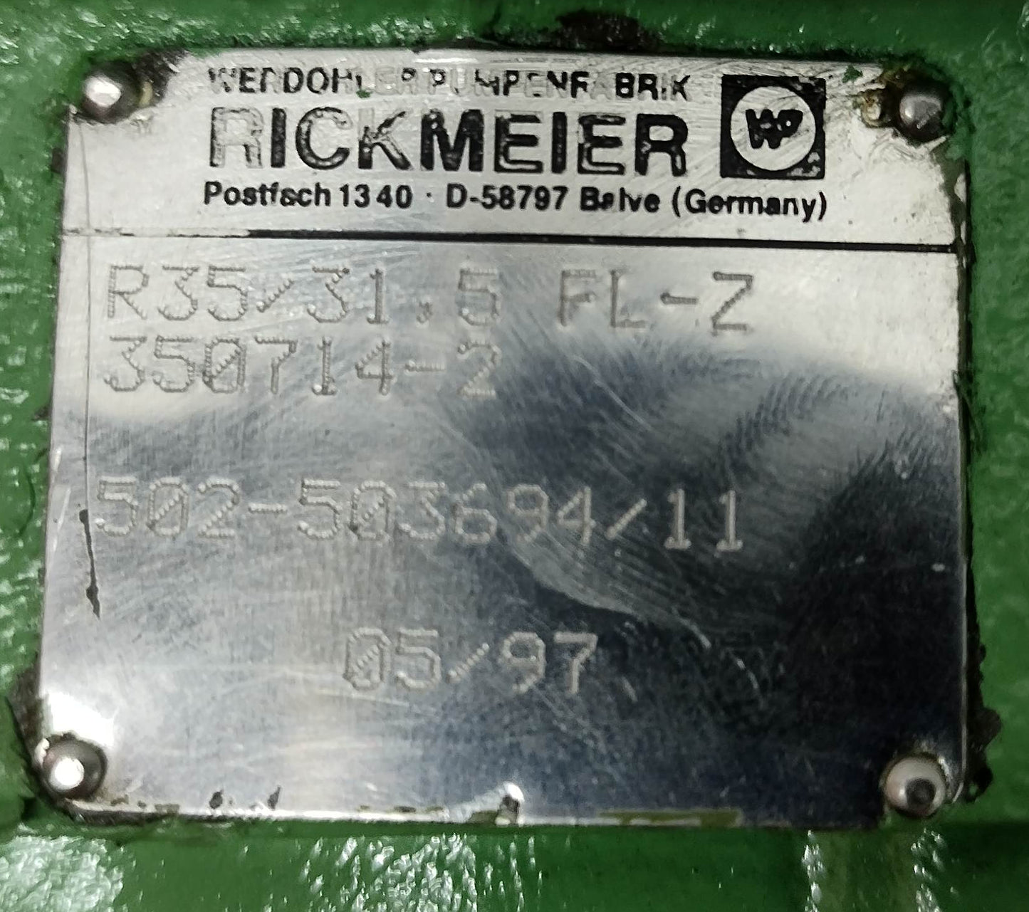 Rickmeier R35/31.5 FL-Z Hydraulic Gear Pump - NEW #2