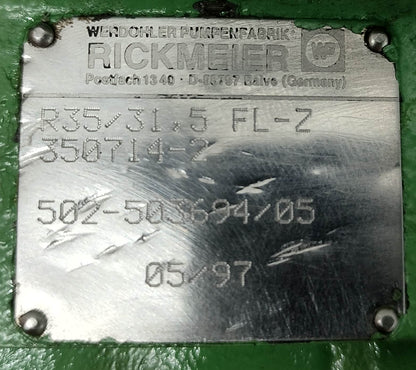 Rickmeier R35/31.5 FL-Z Hydraulic Gear Pump - NEW #2