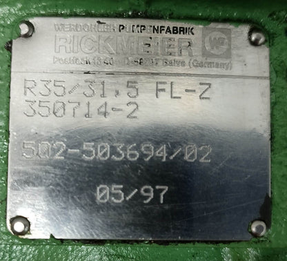 Rickmeier R35/31.5 FL-Z Hydraulic Gear Pump - NEW #2