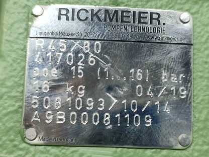 Rickmeier R45/80 Hydraulic Gear Pump - NEW #2