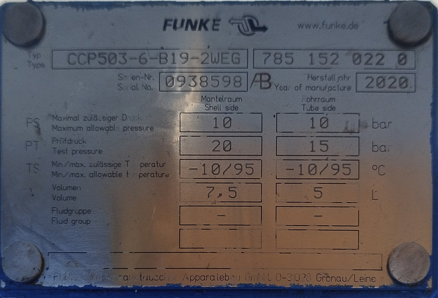 Funke CCP503-6-B19-2WEG Heat Exchanger