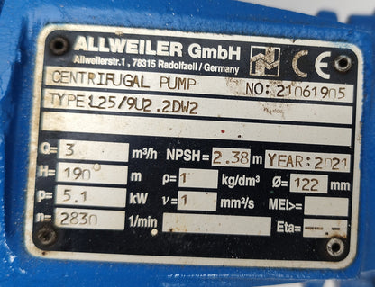 Allweiler L25/9U2.2DW2 Centrifugal Pump - Mfg.2021
