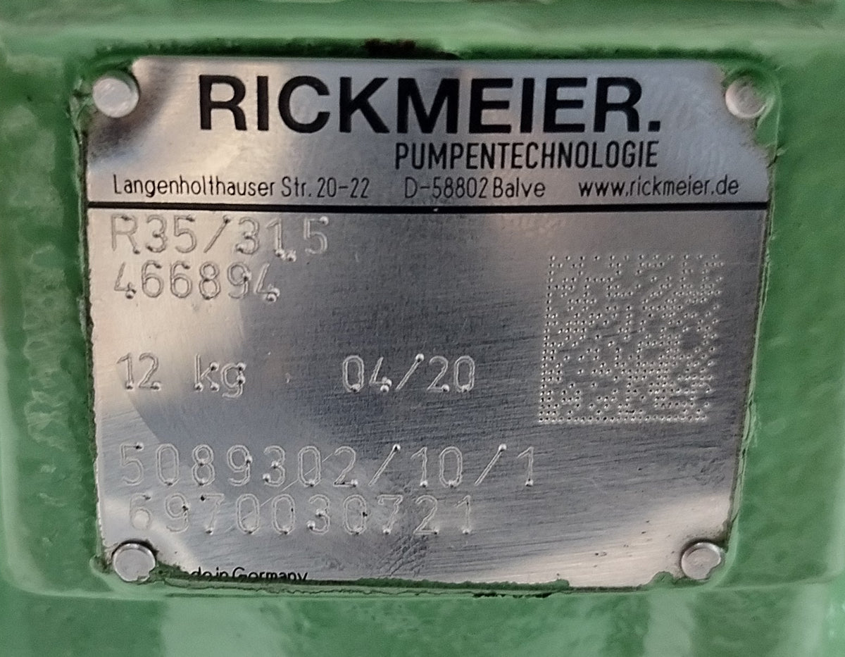 Rickmeier R35/31.5 Hydraulic Gear pump - Refurbished & Tested