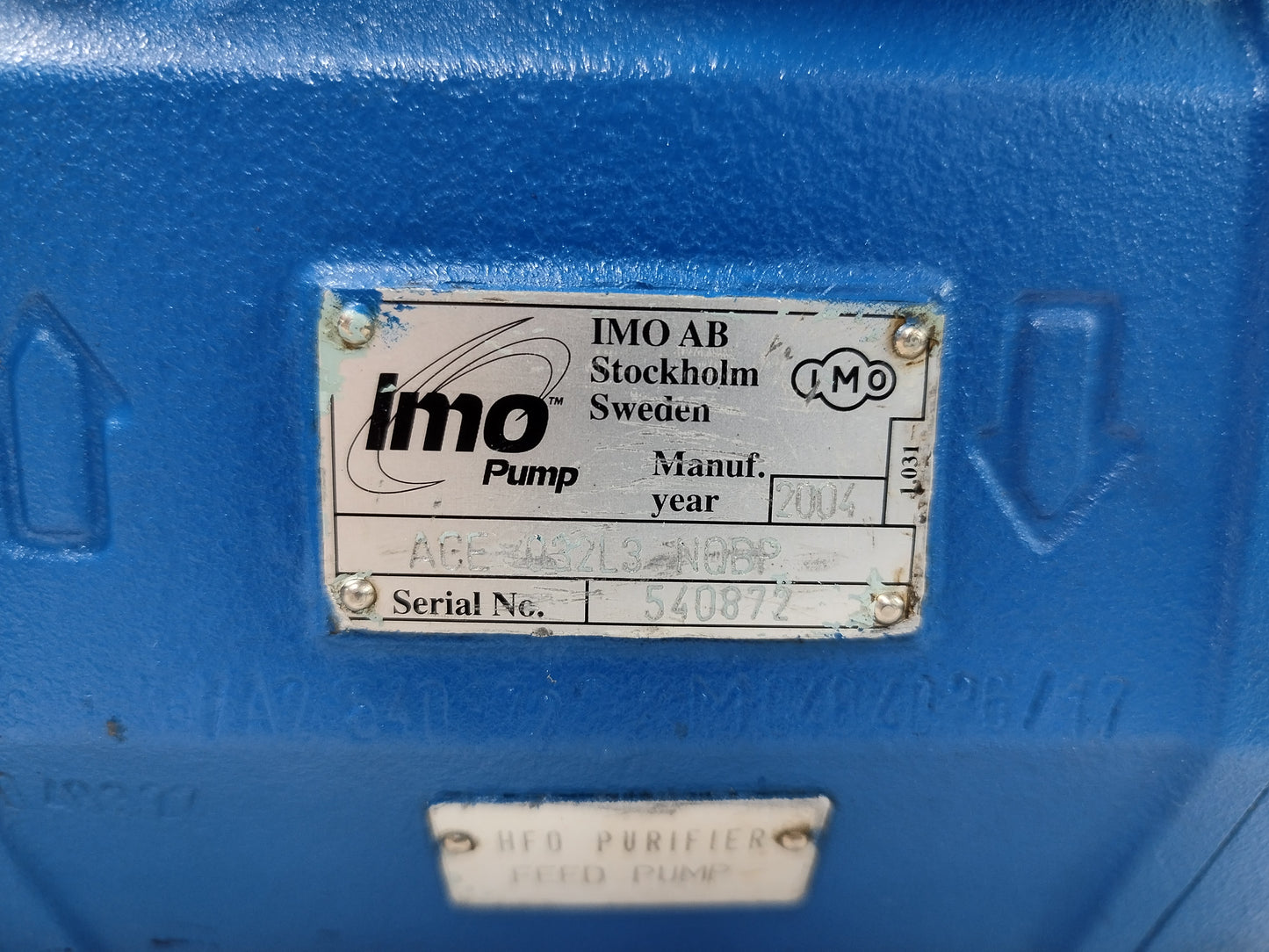 IMO Pump ACE 032L3 NQBP Triple screw Pump - Refurbished & Tested
