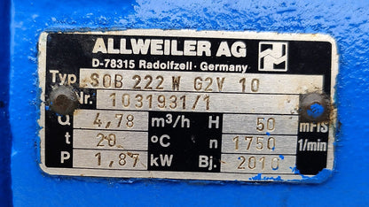 Allweiler SOB 222 W G2V10 Side Channel Centrifugal Pump With Motor - Tested #3