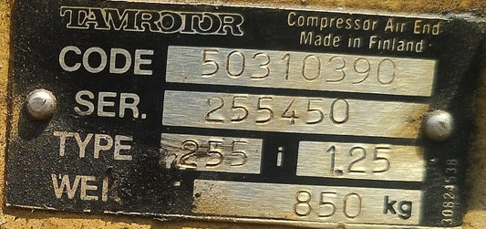 Tamrotor Marine Compressor Type 255 Code: 50310390 Screw Air Compressor