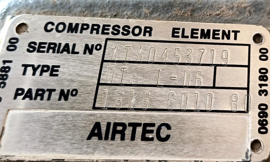 Atlas Copco Airtec OIS L-06 Air end Part No.: 1616601080 Screw air compressor