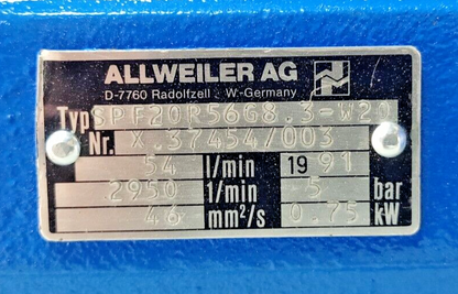 Allweiler SPF20 R56 G8.3-W20 Triple screw pump SPF20R56G8.3-W20 - Refurbished