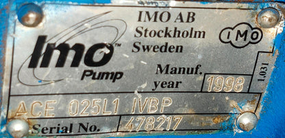 IMO Pump ACE 025L1 IVBP Triple screw pump - Pressure Tested