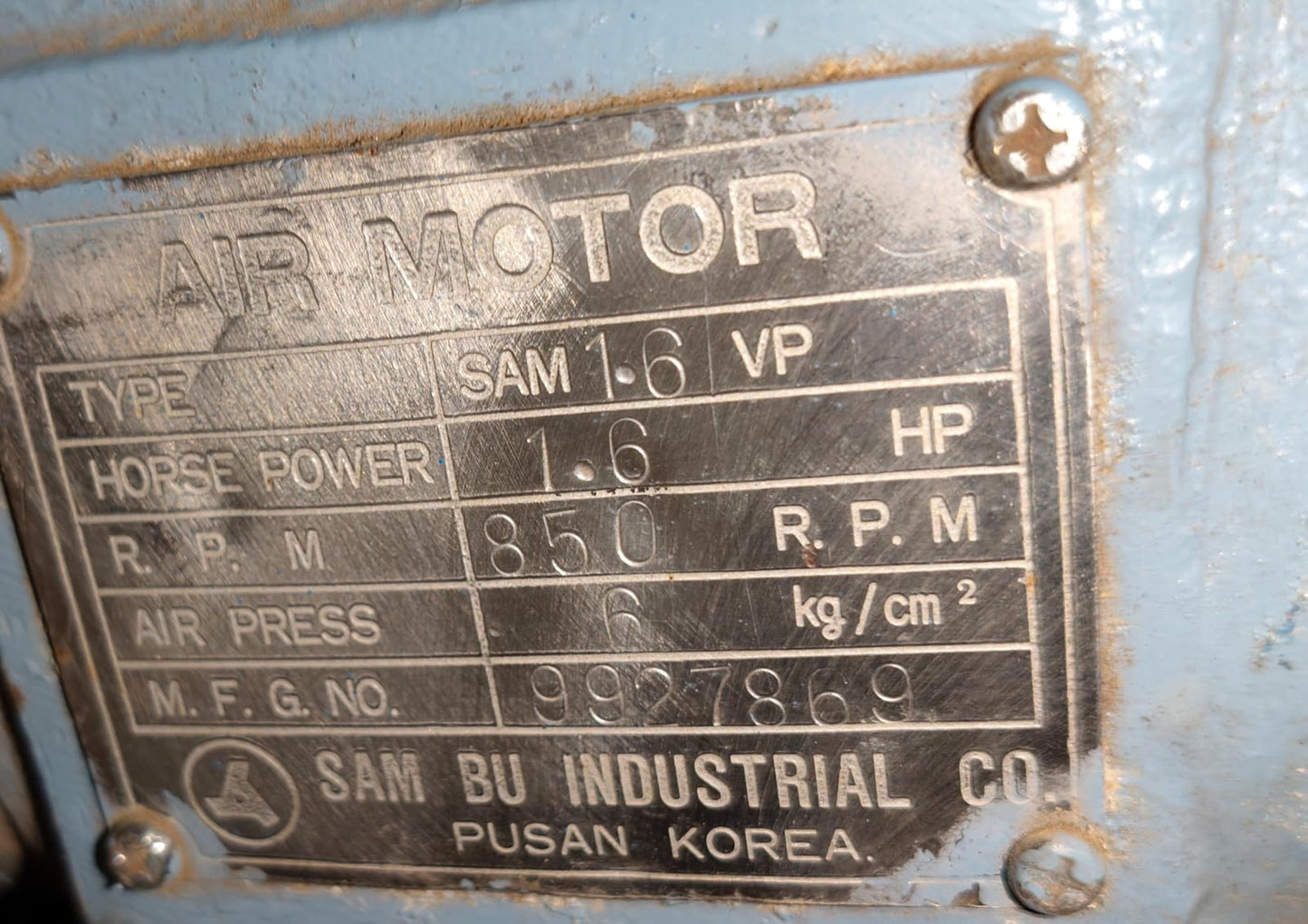 SAM1.6 VP 850 SAM BU INDUSTRIAL . CO. AIR MOTOTR-TESTED #2