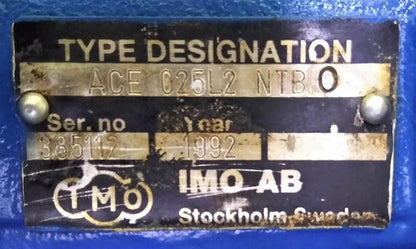 IMO Pump ACE 025L2 NTBO Triple screw pump - Pressure Tested